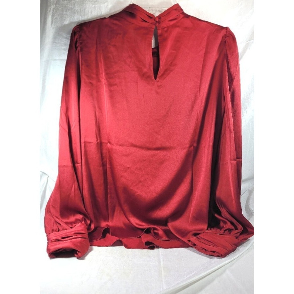 WHBM Women's‎ Long Sleeve Twisted Neck Satin Blouse - Indulgent - Size 12 - Picture 4 of 7